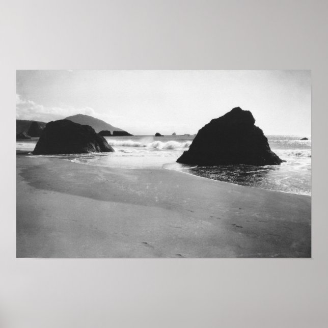 Poster Rochas ao longo da praia em Port Orford, Oregon (Frente)