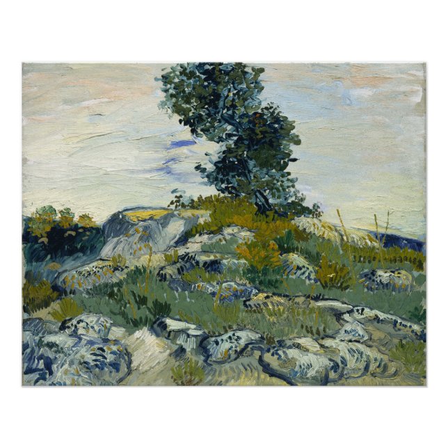 Póster Rochas com Carvalho, Pintura a Óleo de Van Gogh (Frente)