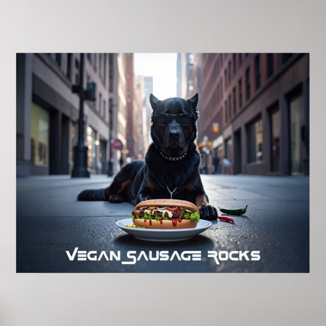 POSTER ROCHAS DE SALSICHA VEGANA - DIVERTIDO (Frente)