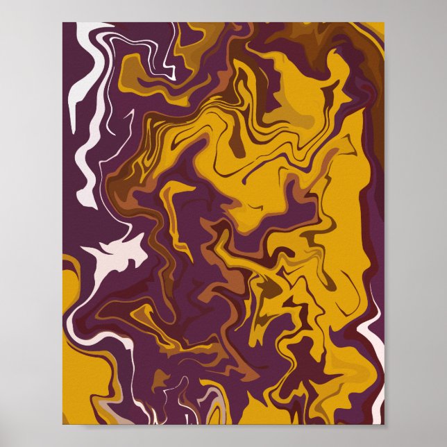 Poster Rochas Dinâmicas com Amarelo Escuro, Marrom e Bran (Frente)