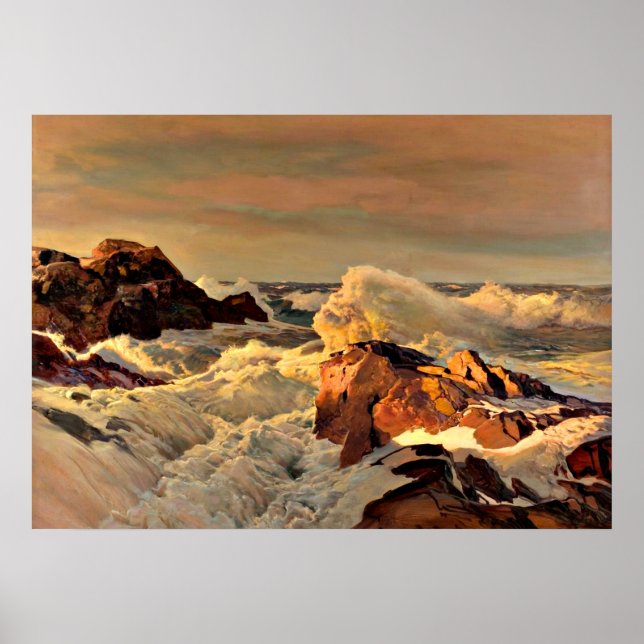 Póster Rochas Sunset, pintura de Frederick Waugh (Frente)