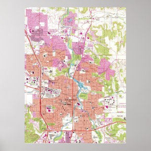 Póster Rochester Michigan Mapa (1972)