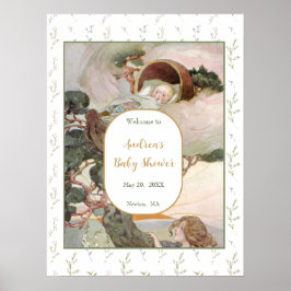 Poster Rock A Bye Baby Nursery Rhyme Chá de fraldas Bem-v