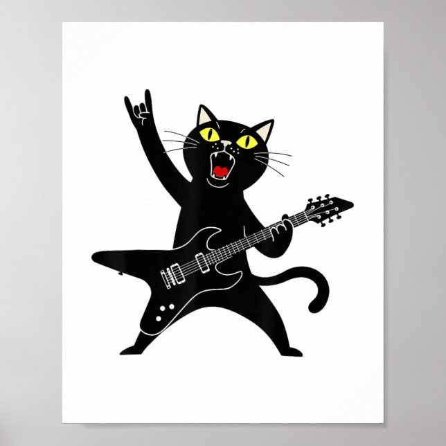 Poster Rock And Roll Black Cat Tocando Violão _1 (Frente)