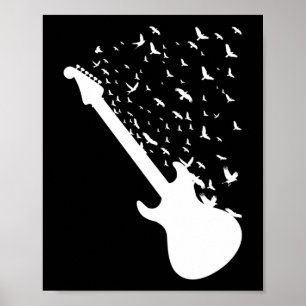 Poster Rock and Roll Guitar Birds Music Lover