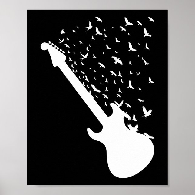 Poster Rock and Roll Guitar Birds Music Lover (Frente)