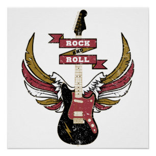 Póster Rock And Roll - Guitarra Elétrica Retro