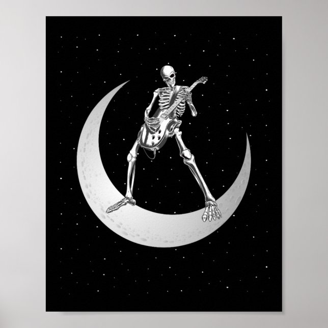 Poster Rock And Roll Skeleton Tocando Guitarra Rock Na Lu (Frente)