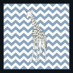 Poster Rock Blue Safari Chevron com Pop Art Giraffe<br><div class="desc">Padrão de Mod Chevron na paleta de cores Safari Moods de Emporio Moffa,  com girafa de pop de arte de um lado.</div>