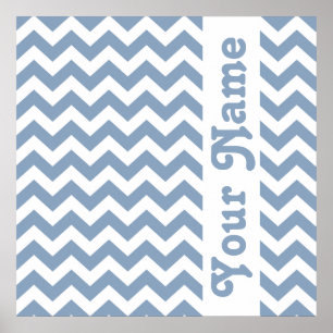 Poster Rock Blue Safari Chevron com texto personalizado