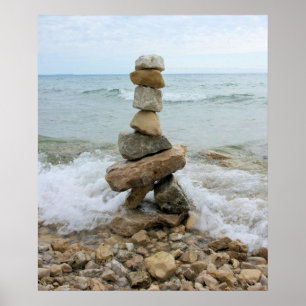 Poster Rock Cairn (Pilar) - Ilha de Mackinac, Michigan
