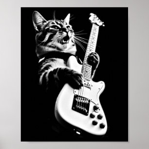 Poster Rock Cat Tocando Violão - Violão Engraçado Cat 1