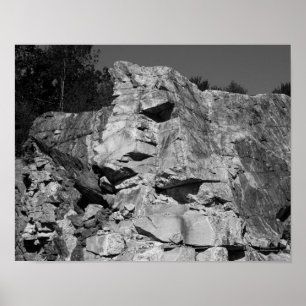 Póster Rock Cliff Wall Nature Black White Print