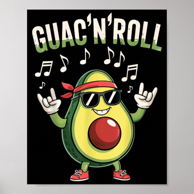 Poster rock de abacate Guac'n'roll  (Frente)
