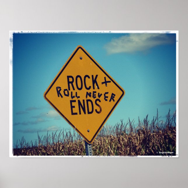 Poster Rock Ends Road Sign Graffitti, Rock and Roll (Frente)