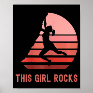 Poster Rock Escalando Essa Garota Rocha Derrubando Montan