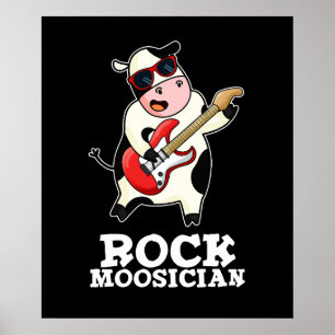 Poster Rock Moossinger Engraçado Cow Musico Pun Dark BG