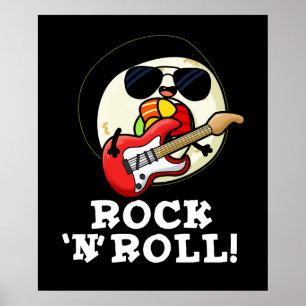 Poster Rock n Roll Funny Sushi Roll Pun Dark BG