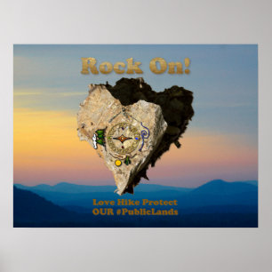 Póster ROCK ON! Amo Hike Proteger Nossas Terras Públicas