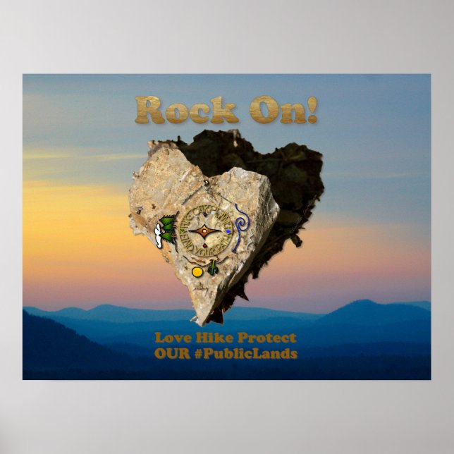 Póster ROCK ON! Amo Hike Proteger Nossas Terras Públicas (Frente)