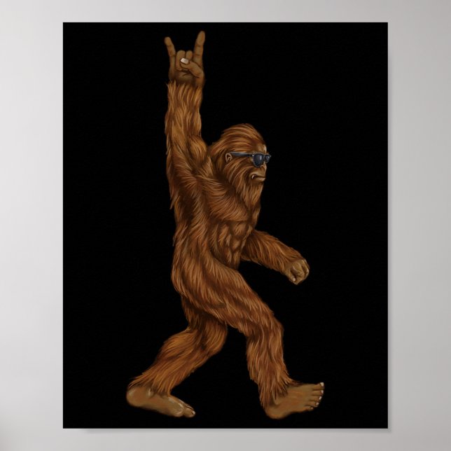 Poster Rock On Bigfoot Sasquatch Adora Rock And Roll Sung (Frente)