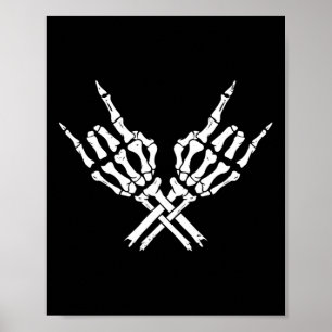 Poster Rock On Rock Star Concert Buddy Skeleton Hands Hal