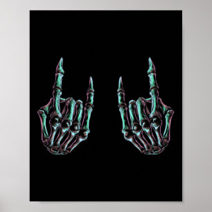 Poster Rock On Rock Star Skeleton Hands - Banda De Concer
