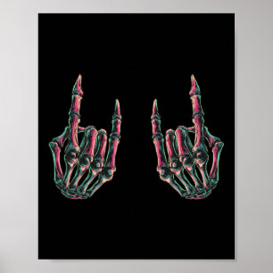 Poster Rock On Rock Star Skeleton Hands - Concert Bynd Gr