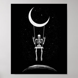Poster Rock On Skeleton Moon Rock And Roll Men Women Rock