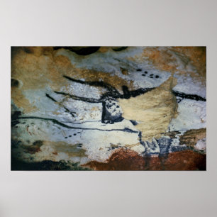 Poster Rock painting of a bull with long horns