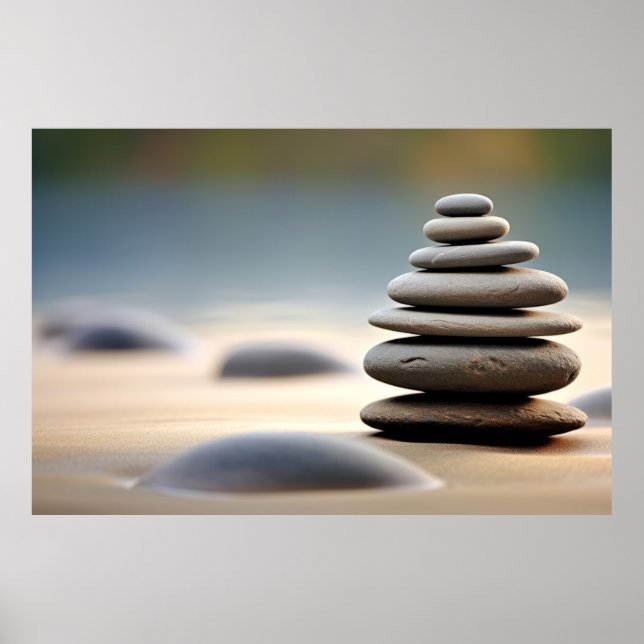 Poster Rock Pebble Sand Tranquil Pacífico (Frente)