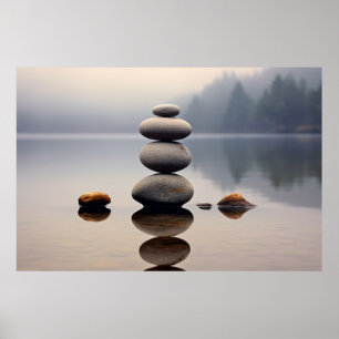 Poster Rock Pebble Water Tranquil Pacífico