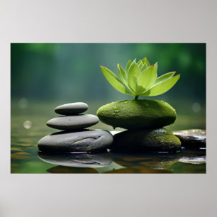 Poster Rock Pebble Water Tranquil Pacífico