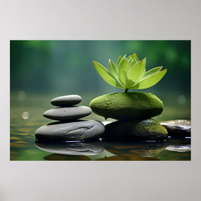 Poster Rock Pebble Water Tranquil Pacífico (Frente)