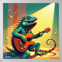 Rock Star Iguana tocando um instrumento
