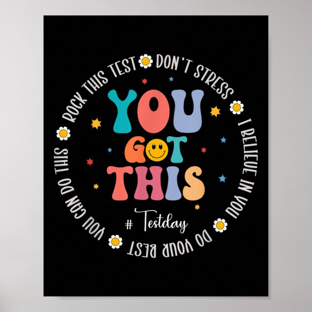 Poster Rock The Test Teacher Testing Day Motivational Tes (Frente)