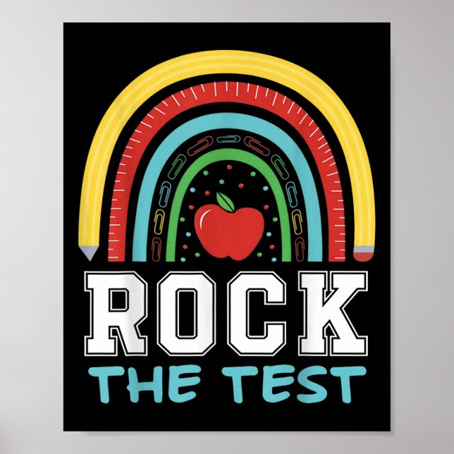 Poster Rock The Test Testing Day Retro Motivational Teach (Frente)