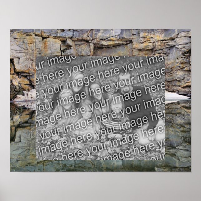 Poster Rock Wall Reflections Pond Adicionar Sua Foto (Frente)