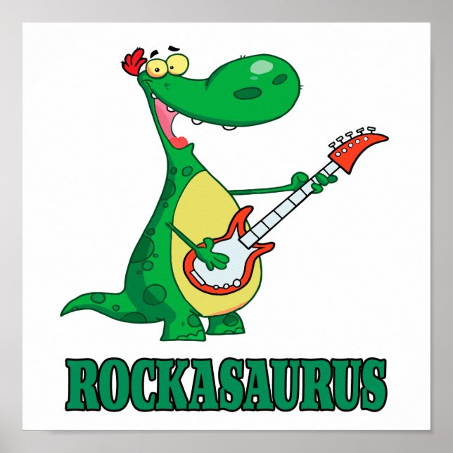 Póster rockasaurus rock n roll dino dinossaur.ai (Frente)
