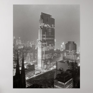 Póster Rockefeller Center, 1933. Foto Antiga