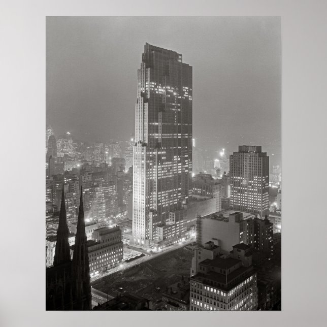 Póster Rockefeller Center, 1933. Foto Antiga (Frente)