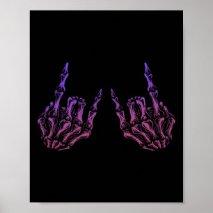 Poster Rocker Hand Sinal Skeleton Retro Halloween Men