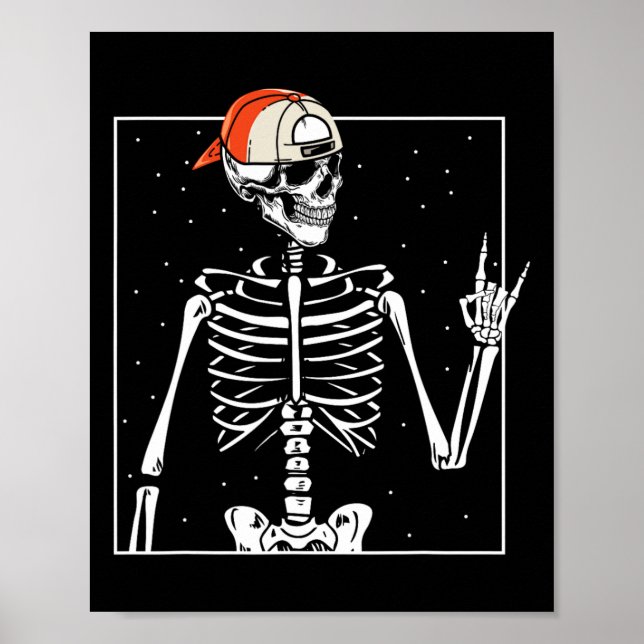 Poster Rocker Skeleton Boné Skater Legal Halloween Punk (Frente)