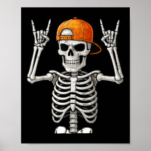 Poster Rocker Skeleton Hand Rock Sobre O Halloween Engraç