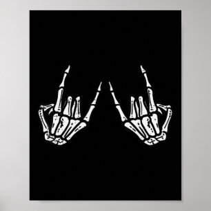 Poster Rocker Skeleton Hand Rock Sobre O Halloween Engraç