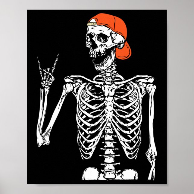 Poster Rocker Skeleton Rocha Sobre O Dia Das Bruxas (Frente)