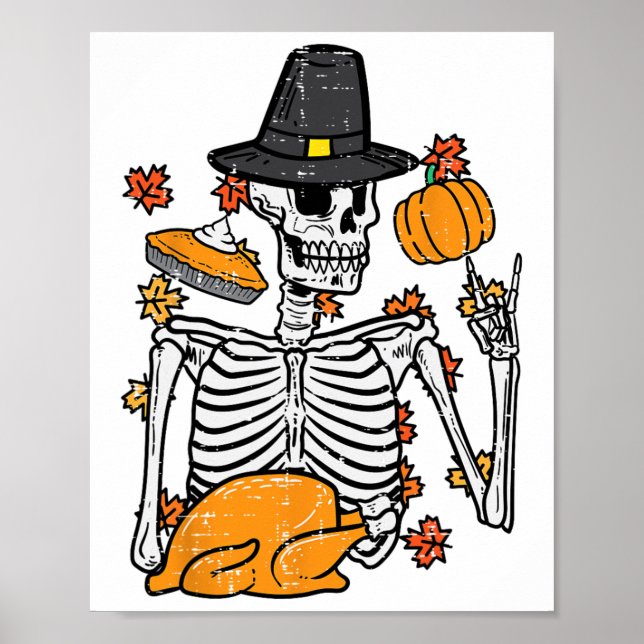 Poster Rocker Skeleton Rock Hand Fall Men Bo (Frente)