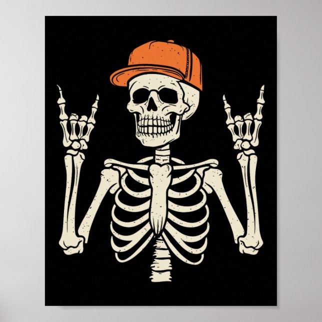 Poster Rocker Skeleton Rock On Hand Skeleton Me (Frente)