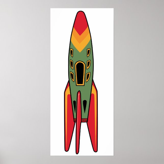 Póster Rocket Retro - Cor (Frente)