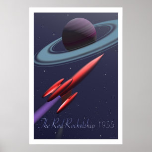 Poster Rocketship vermelho